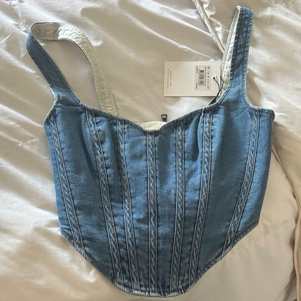 BARDOT (revolve brand) Denim Corset Tank Top with zipper